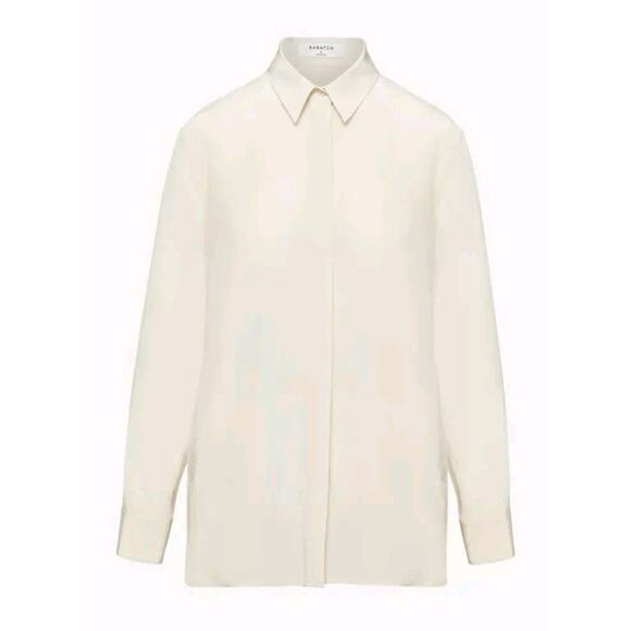 Babaton Womens XS Academy Silk Blouse Button Up Minimalist Sleek Office Classic - Picture 2 of 16